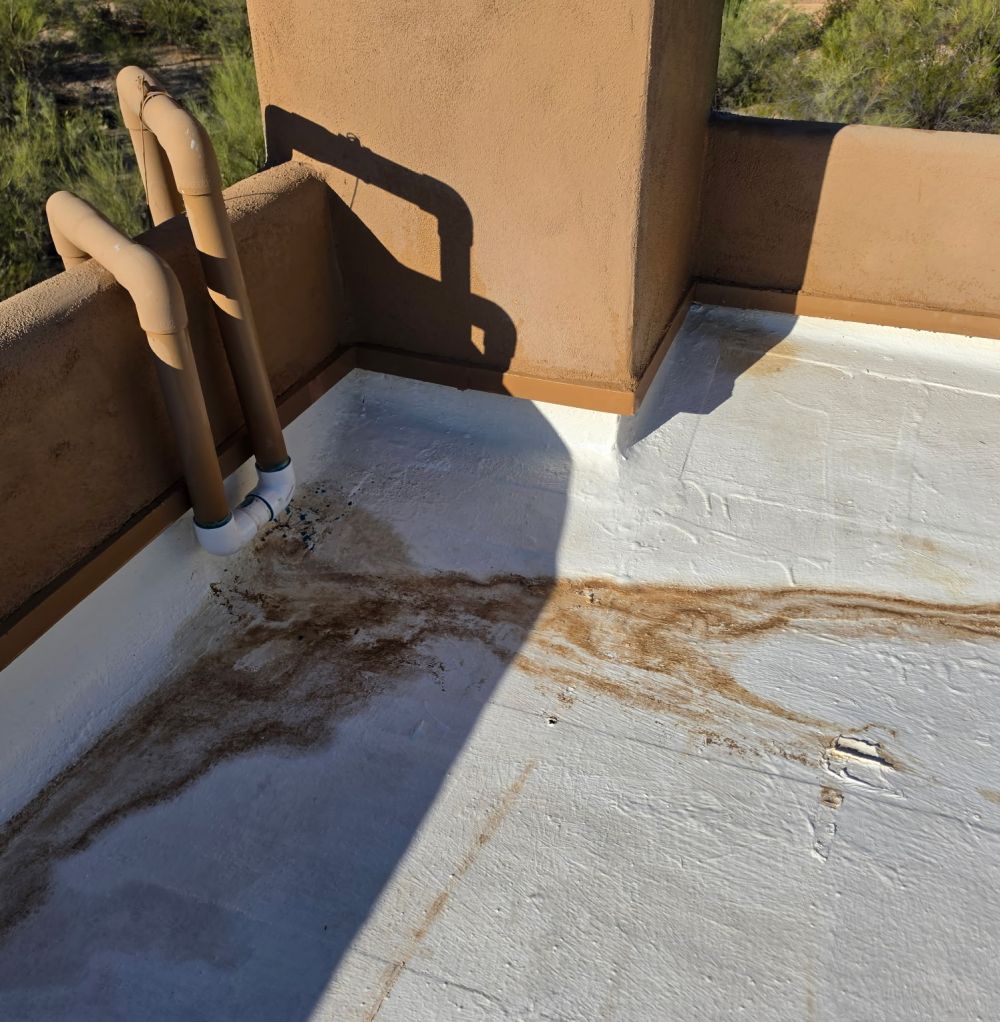 Staining Around Pool Heater Plumbing
