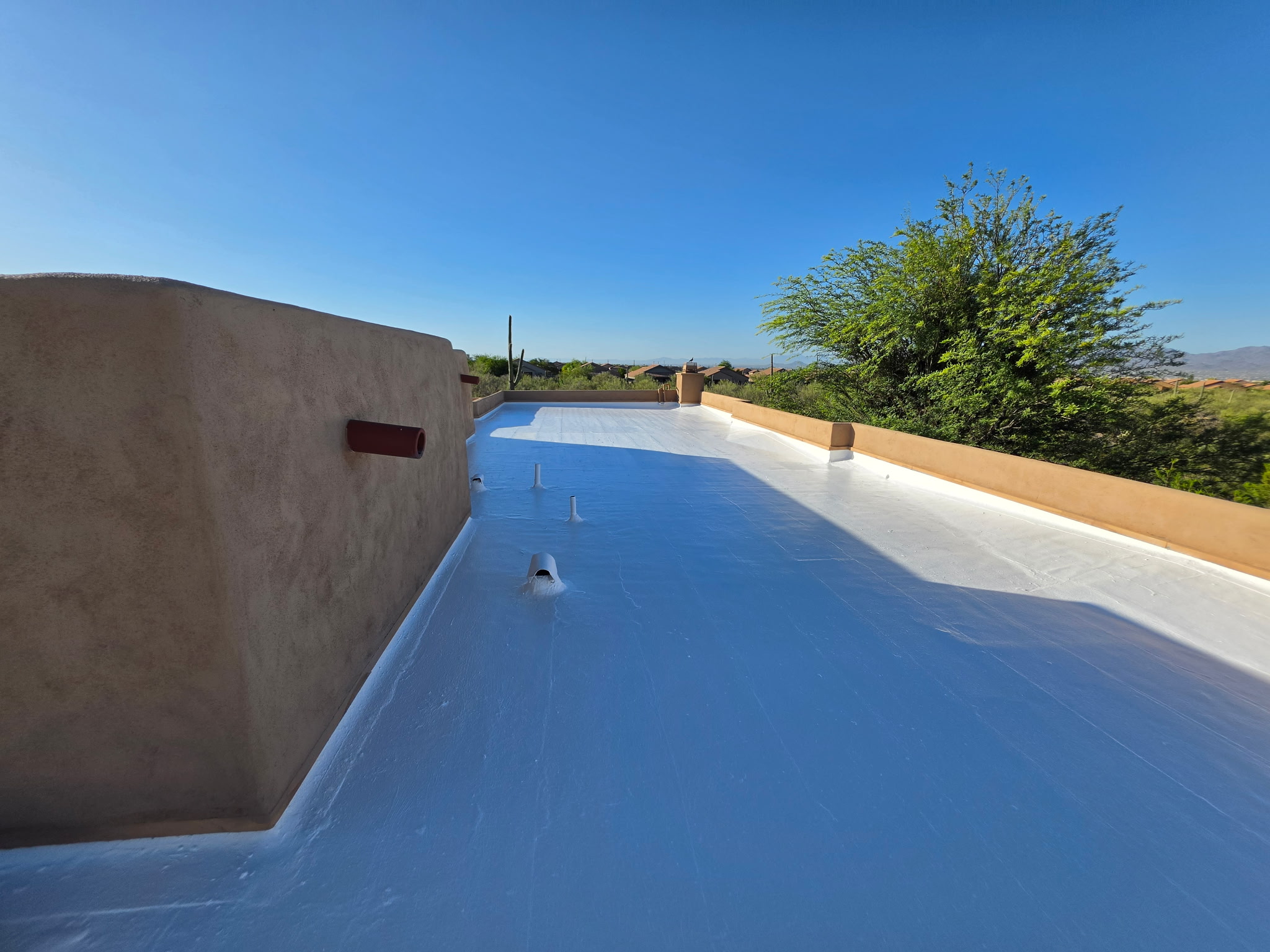 Finished white roof after restoration